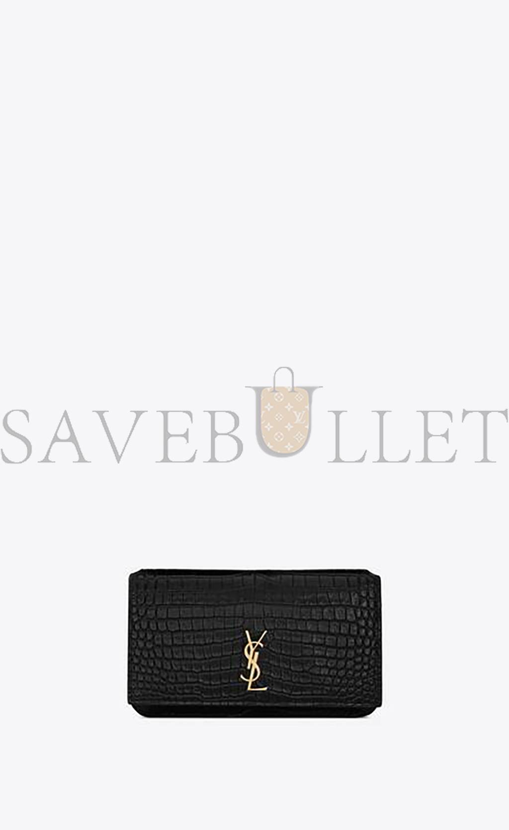 Y*L cassandre phone holder with strap in shiny crocodile-embossed leather 635095dnd1j1000 (18*11*2.5cm)