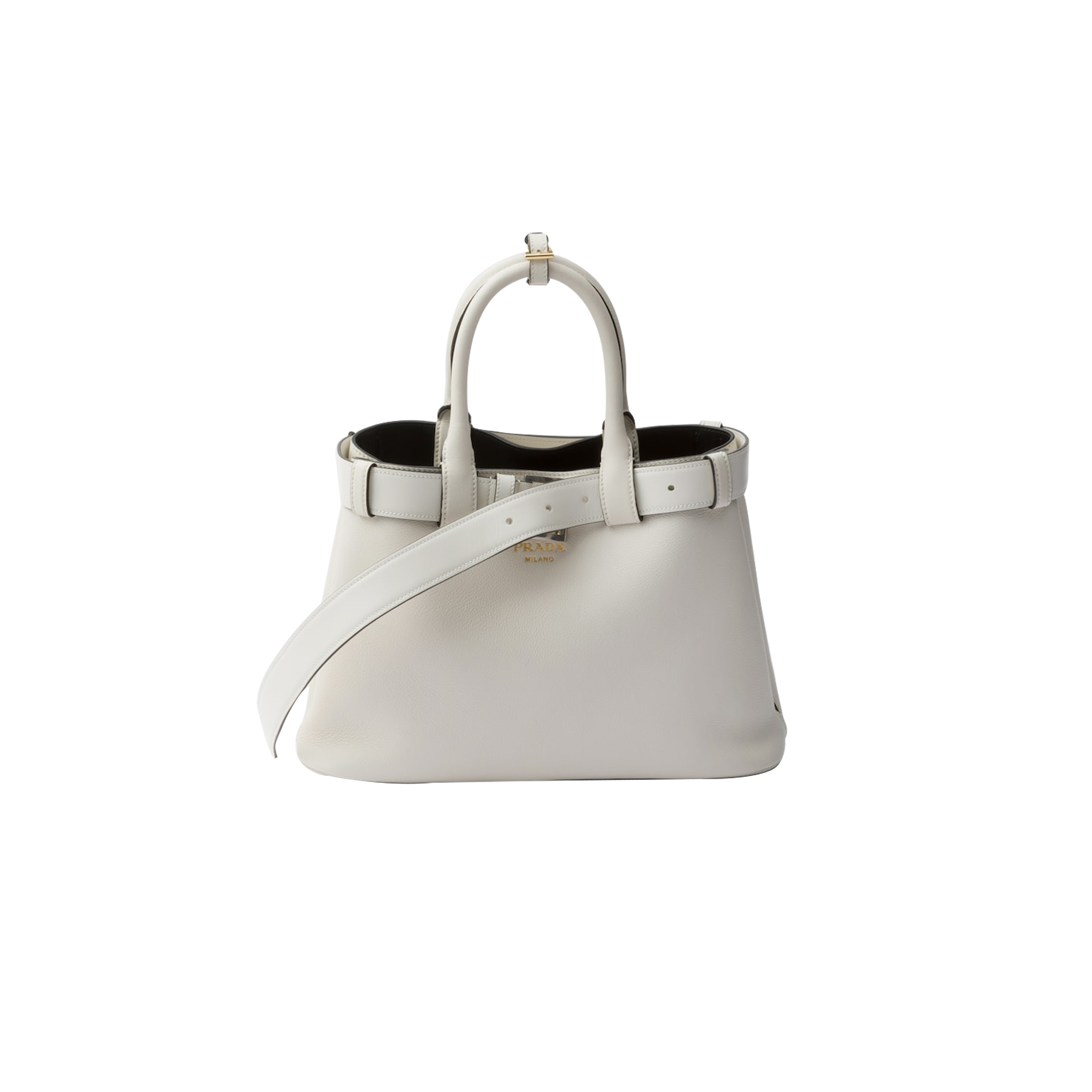 Pra*a buckle medium leather handbag with belt 1ba434 (32*23*11cm)