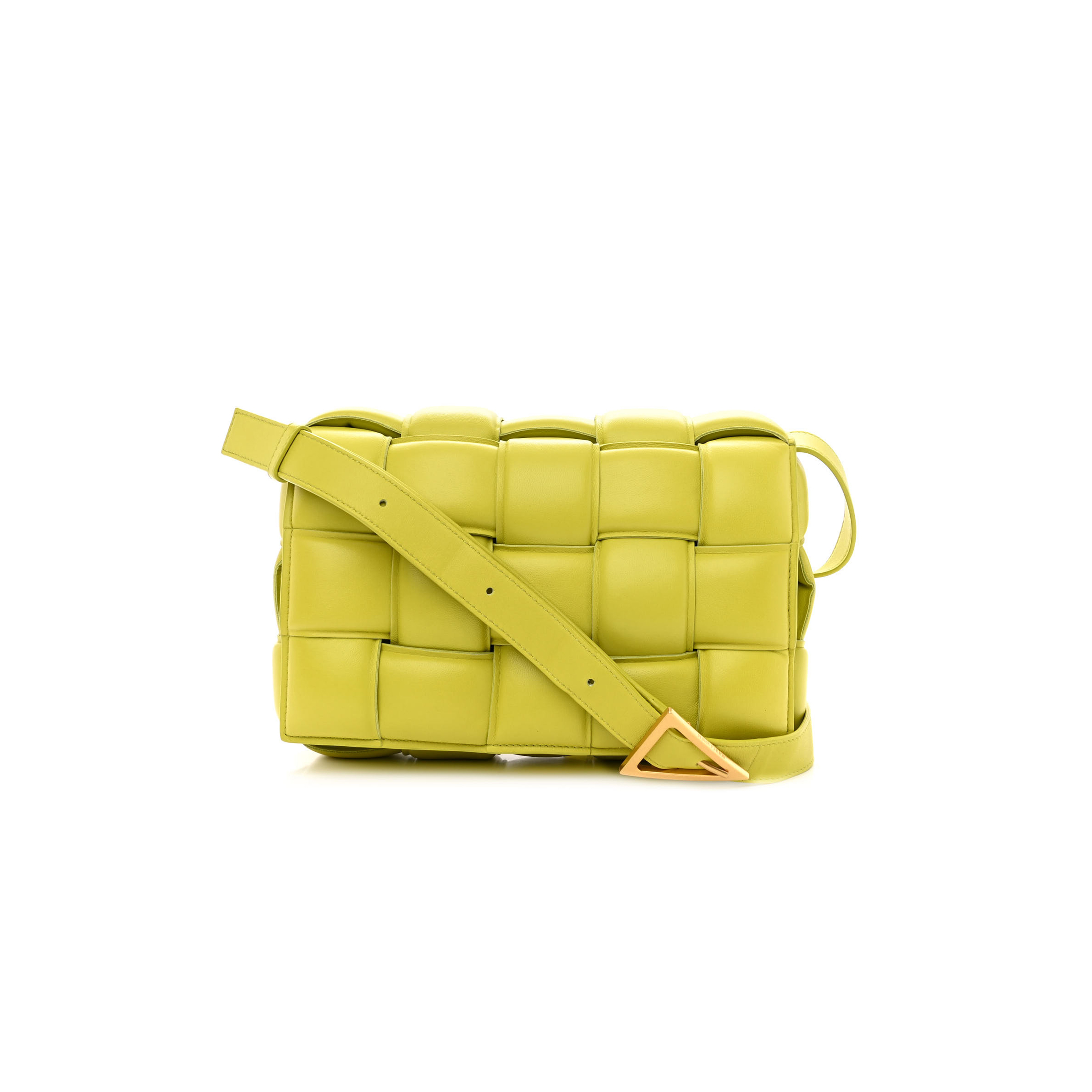 bo*te*ga Ve*ne*ta nappa maxi intreccio padded cassette crossbody bag kiwi (26*18*8cm)