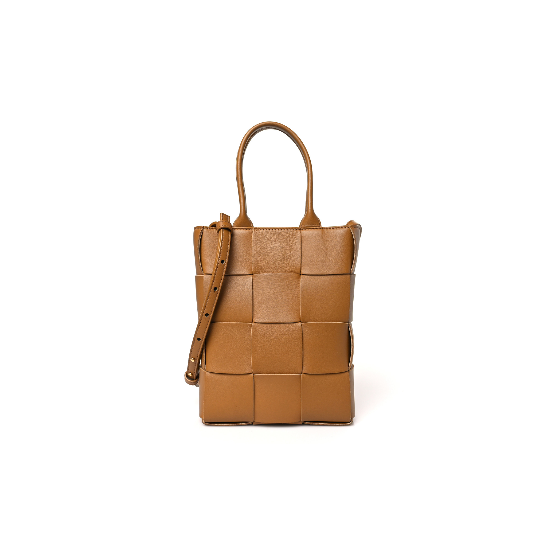 bo*te*ga ve*ne*ta lambskin maxi intrecciato mini N0*H south cassette tote camel gold (27*24*5cm)