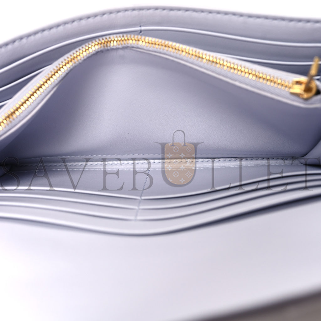 bo*te*ga Ve*ne*ta lambskin maxi intrecciato padded large flap wallet oyster lilac (19*10*4cm)