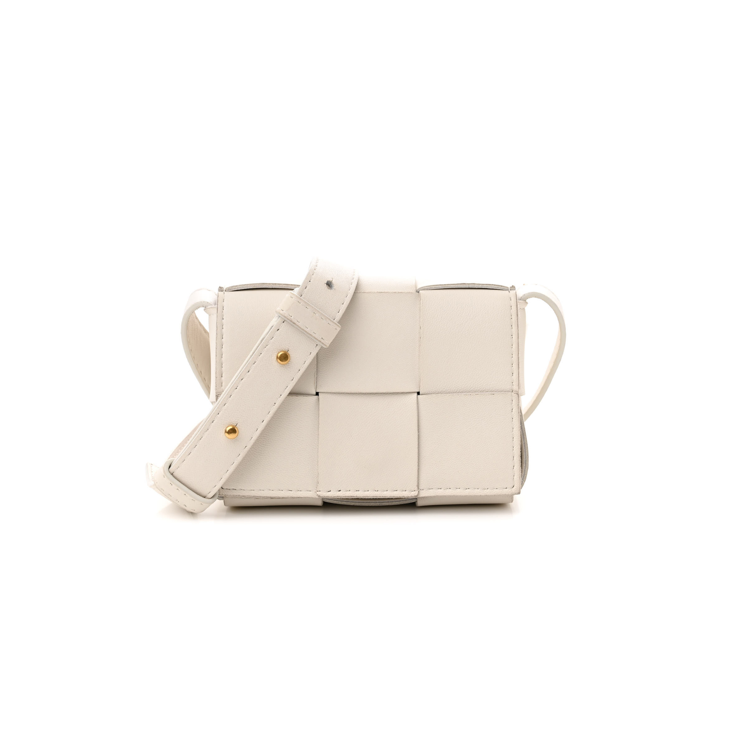 bo*te*ga Ve*ne*ta lambskin maxi intrecciato extra mini cassette crossbody bag white (13*9*4cm)