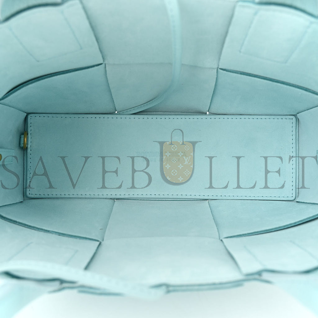bo*te*ga Ve*ne*ta grained calfskin maxi intrecciato mini arco tote pale blue (25*17*8cm)
