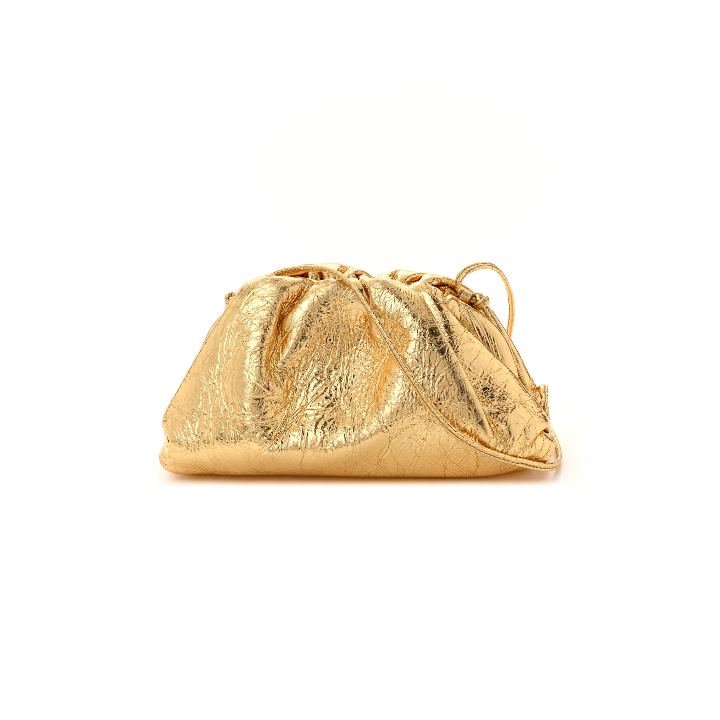 bo*te*ga Ve*ne*ta metallic crinkled lambskin the mini pouch oro (22*12*6cm)