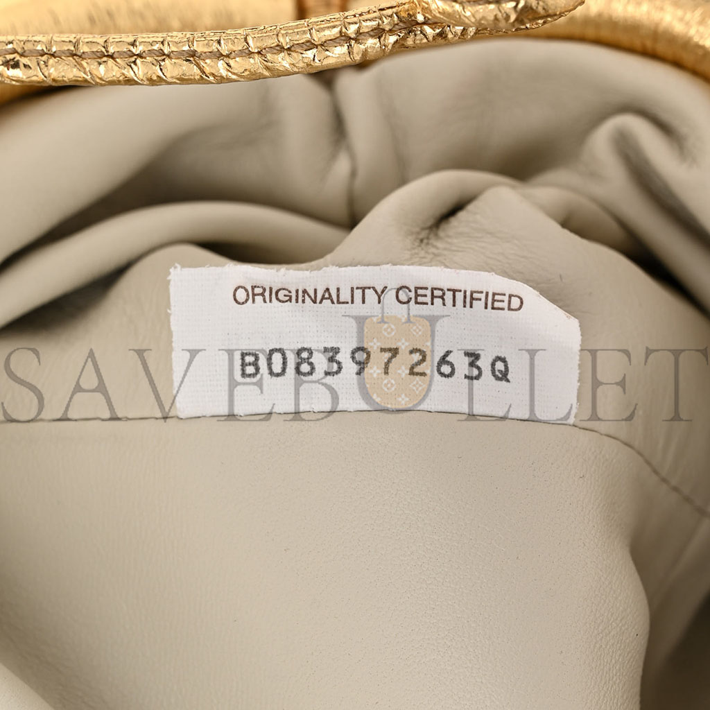 bo*te*ga Ve*ne*ta metallic crinkled lambskin the mini pouch oro (22*12*6cm)