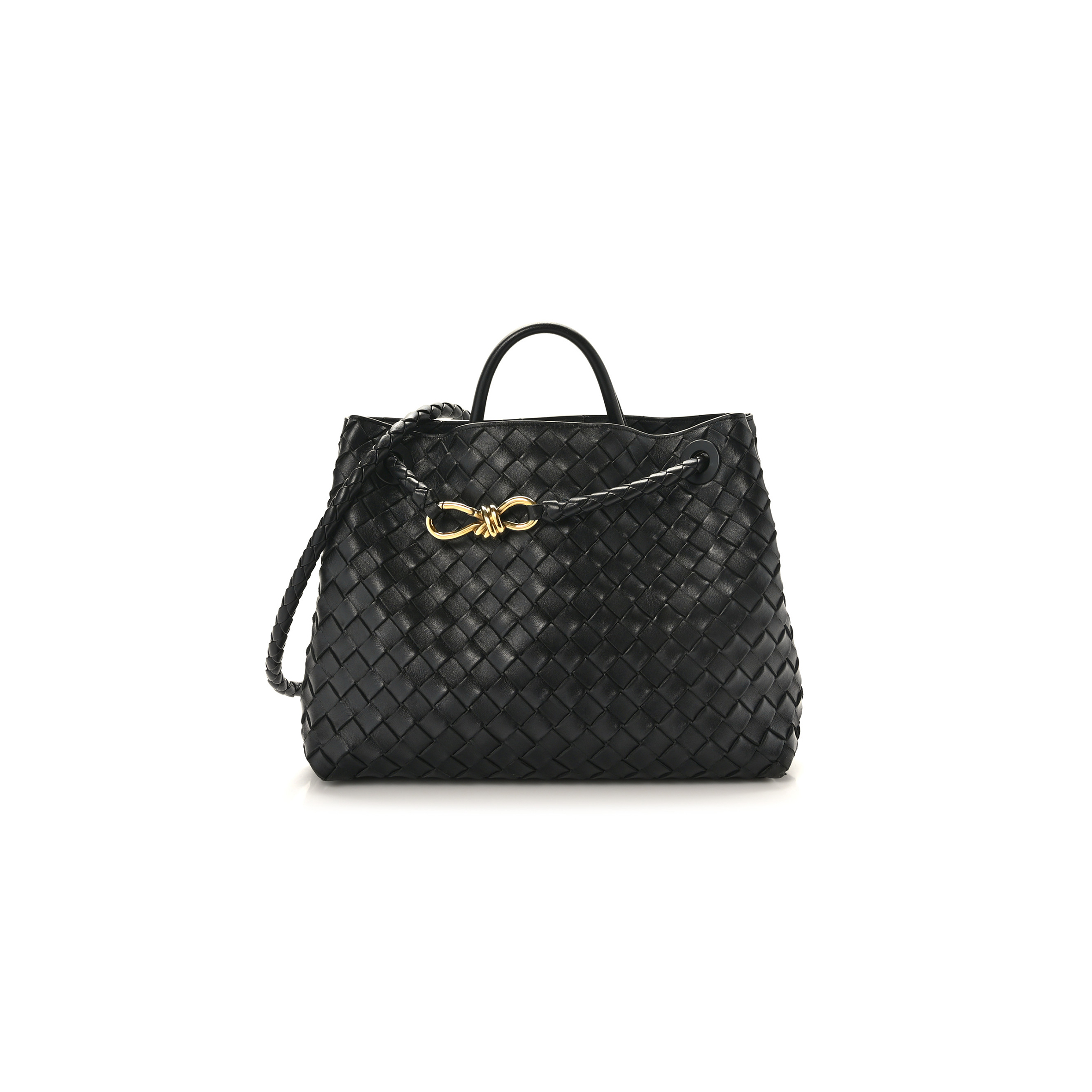 bo*te*ga Ve*ne*ta nappa intrecciato medium andiamo shoulder bag black (32*25*11cm)