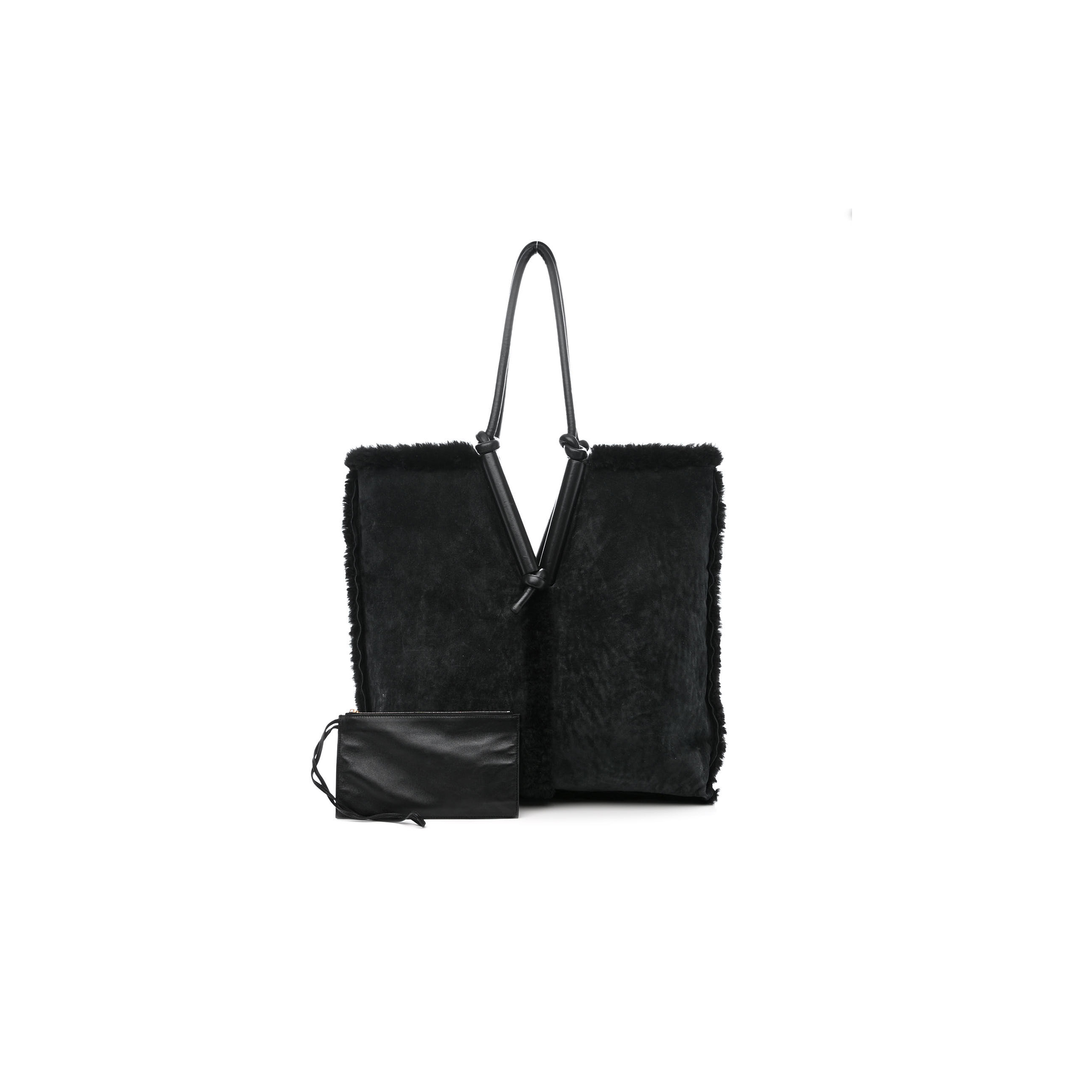 bo*te*ga Ve*ne*ta shearling reversible tote black (48*46*12cm)