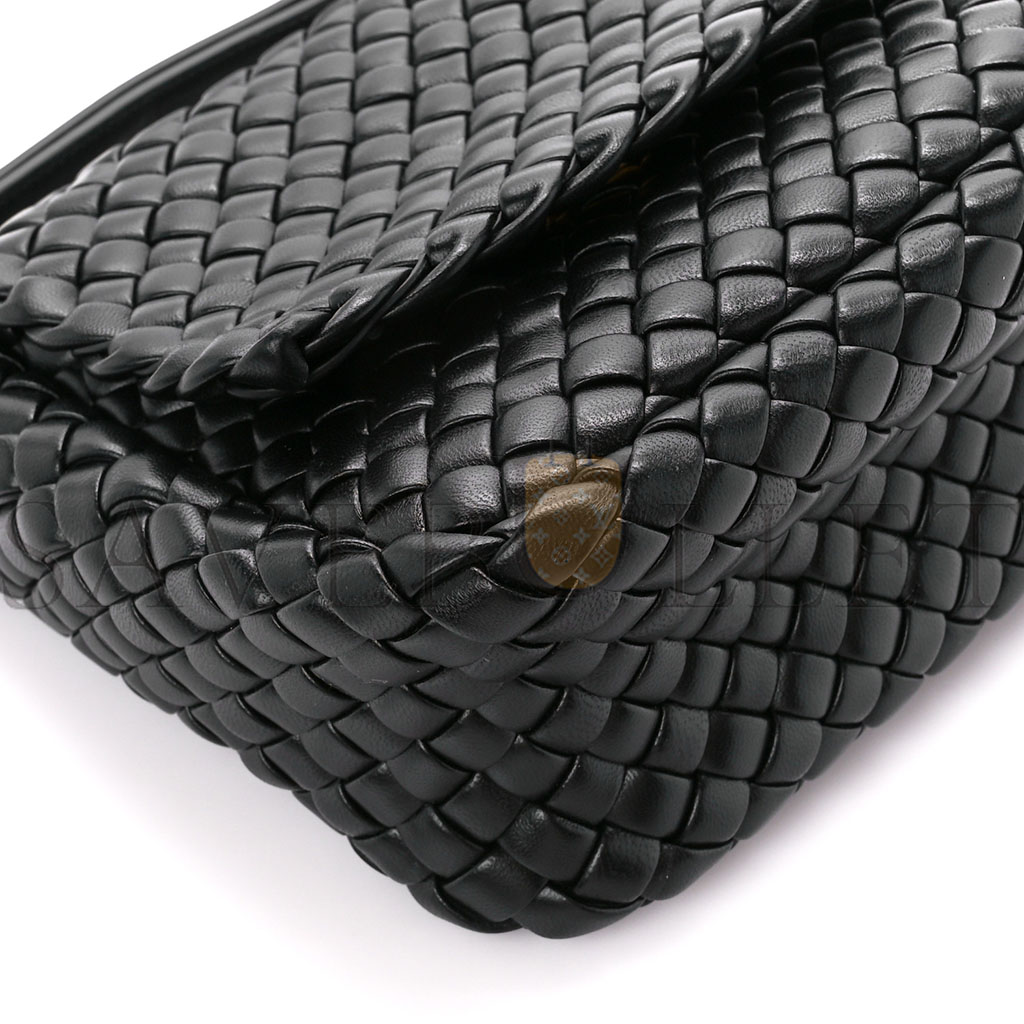 bo*te*ga Ve*ne*ta nappa intrecciato small cobble shoulder bag black (27*22*10cm)