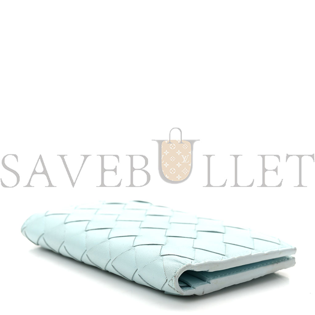 bo*te*ga Ve*ne*ta nappa intrecciato medium cassette bifold zip wallet teal washed (10*14*1cm)