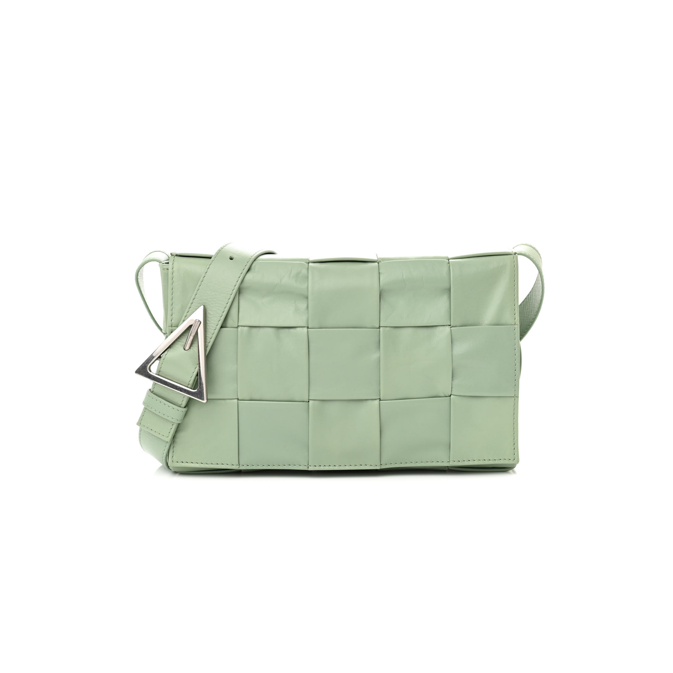 bo*te*ga Ve*ne*ta paper calfskin maxi intreccio cassette crossbody bag sage (23*15*5.5cm)