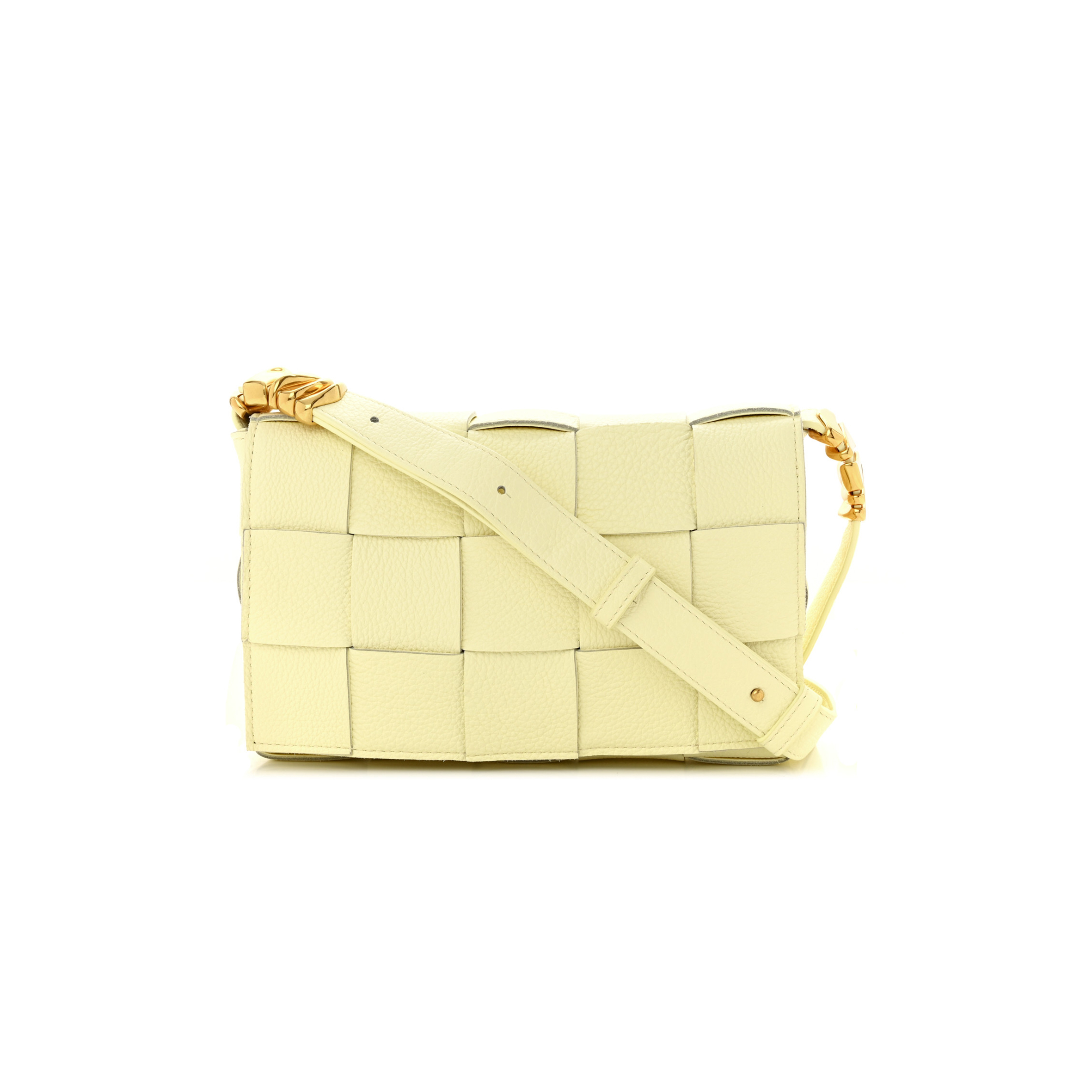 bo*te*ga Ve*ne*ta grained calfskin maxi intrecciato cassette crossbody bag ice cream (23*15*5.5cm)