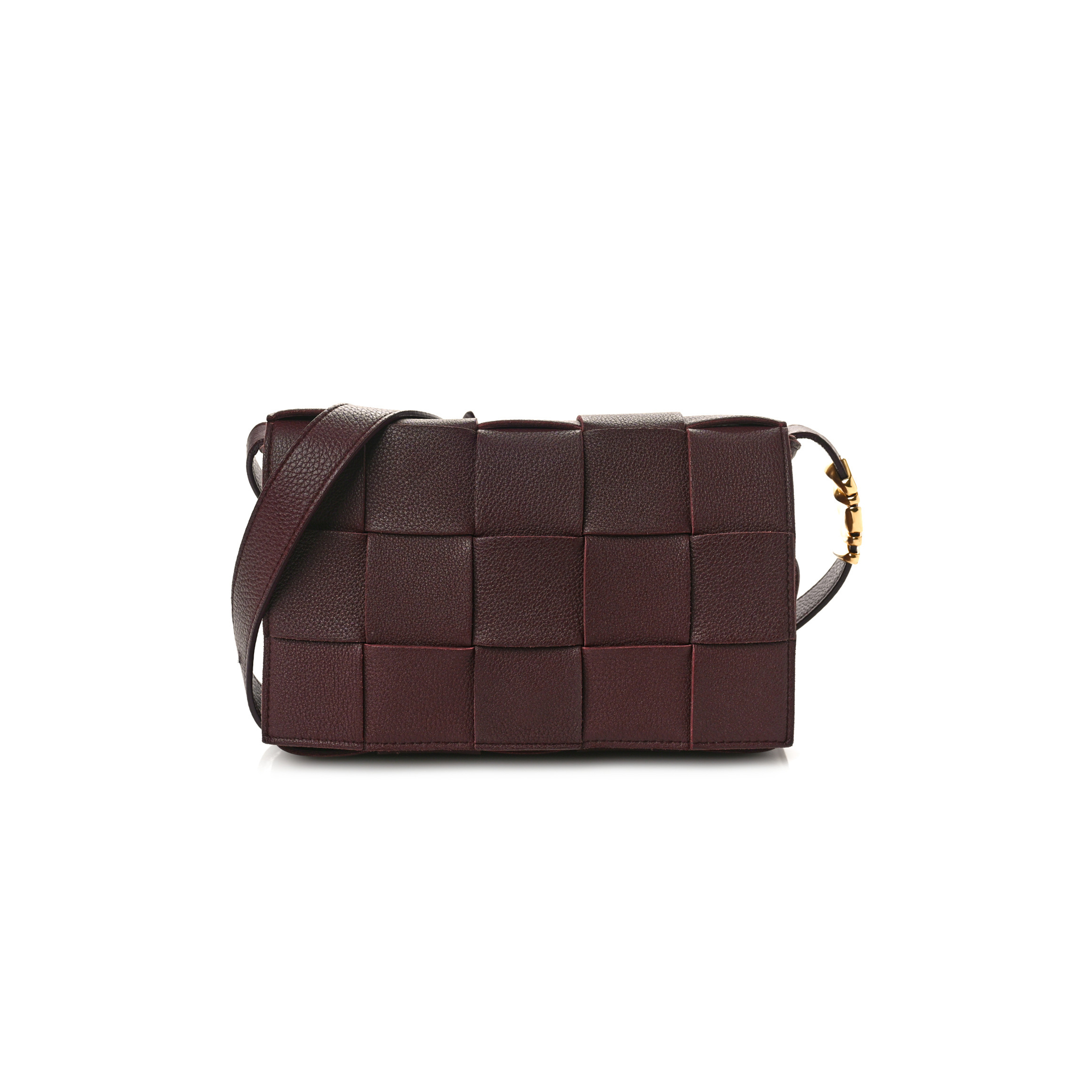 bo*te*ga Ve*ne*ta grained calfskin maxi intrecciato cassette crossbody bag bordeaux (23*15*5.5cm)