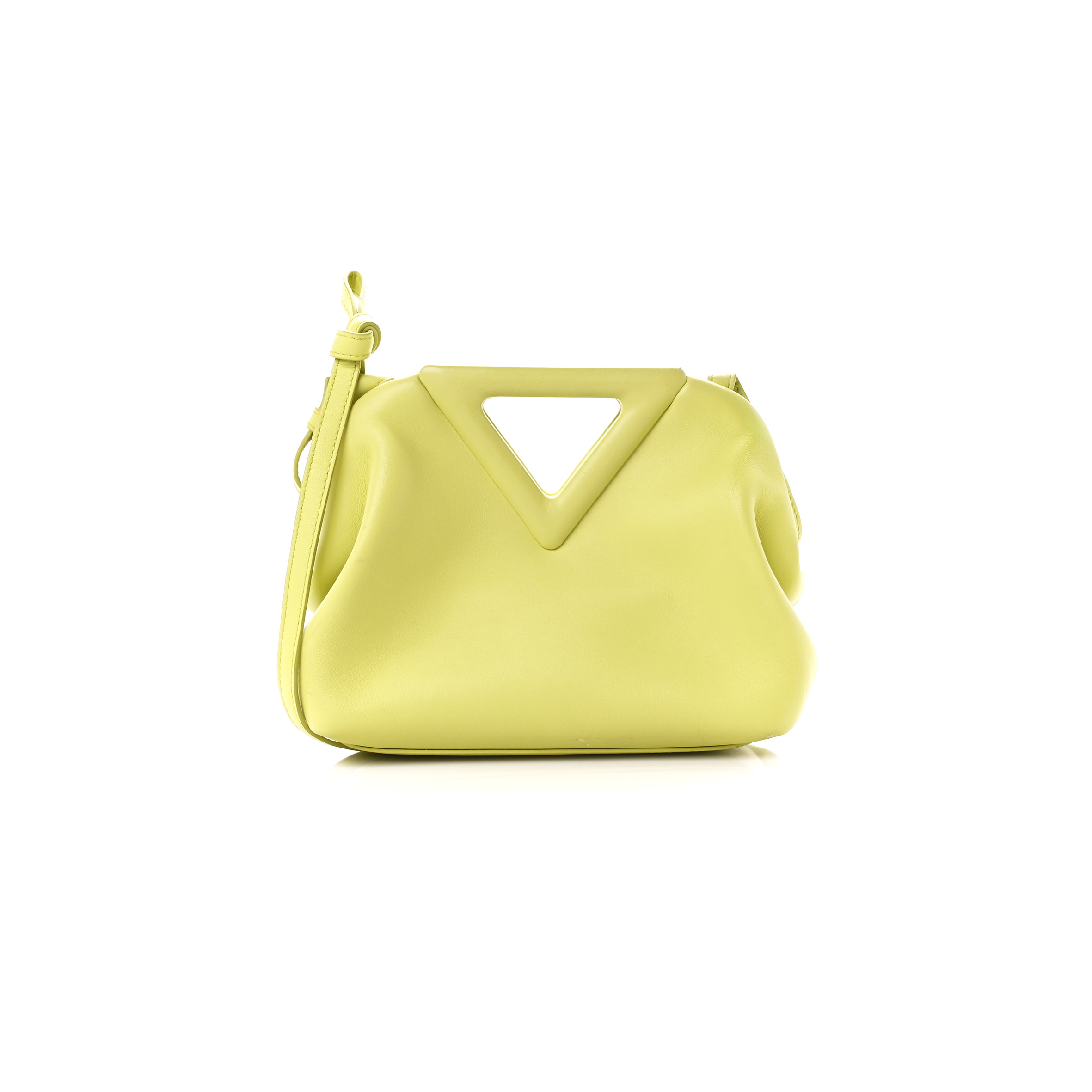 bo*te*ga Ve*ne*ta calfskin small the point triangle bag seagrass 1413556 (20*18*8cm)