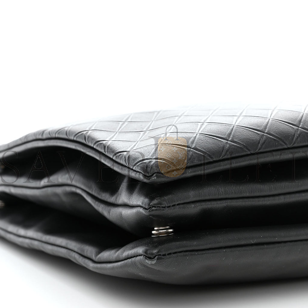 bo*te*ga Ve*ne*ta intrecciato embossed triple zip messenger bag black (38*25*3cm)