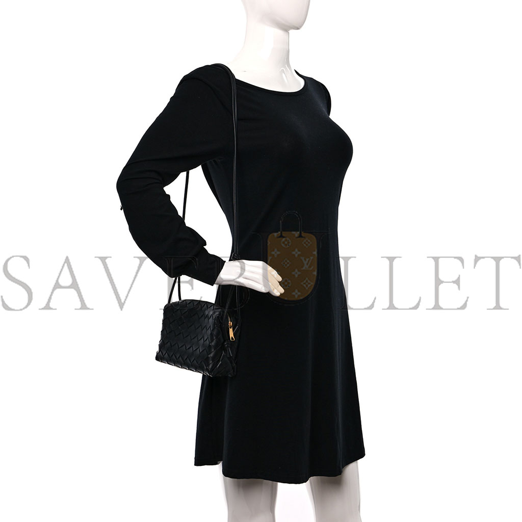 bo*te*ga Ve*ne*ta nappa intrecciato mini loop camera bag black (17*11*8cm)