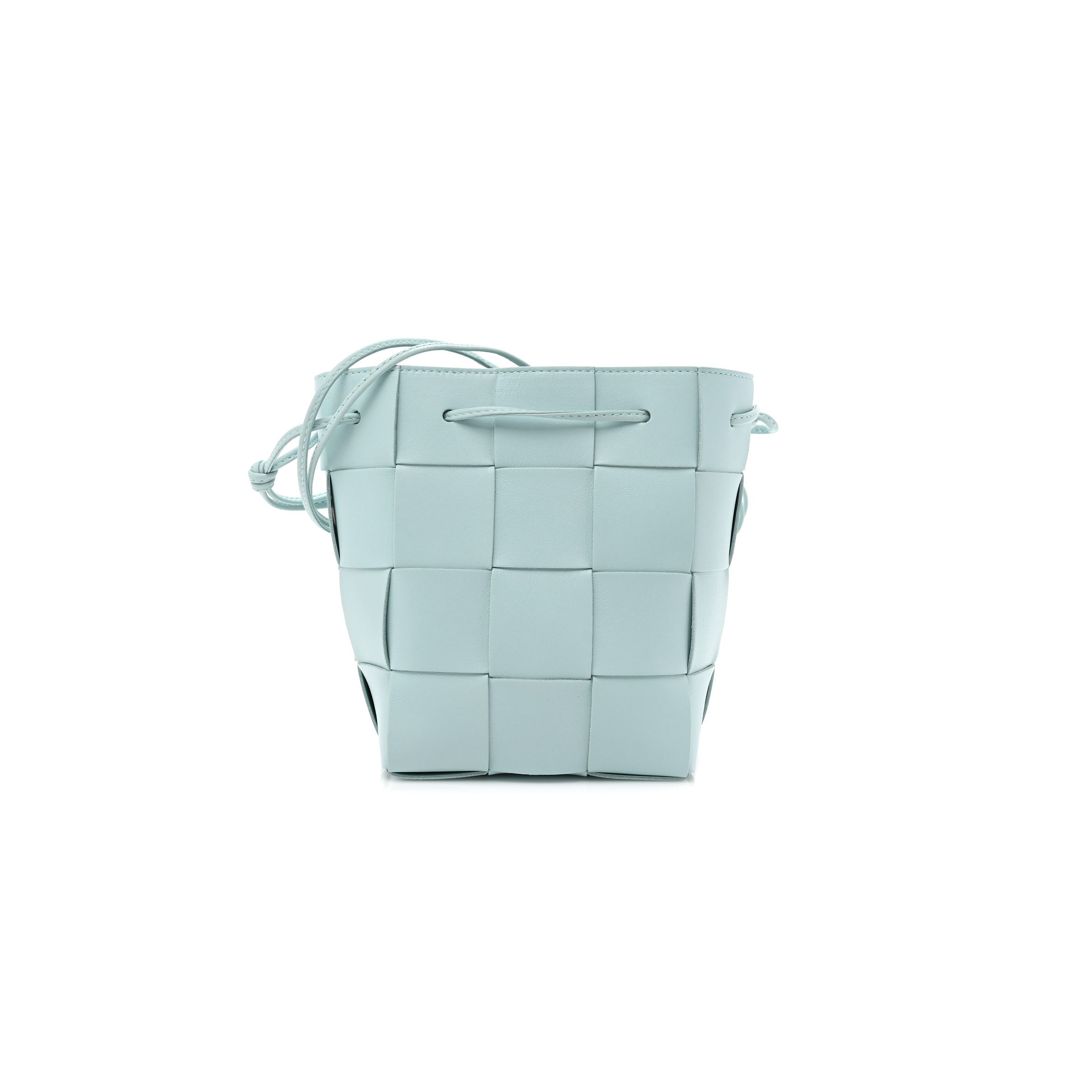 bo*te*ga Ve*ne*ta nappa maxi intrecciato small cassette bucket bag topazio silver (18*15*13cm)