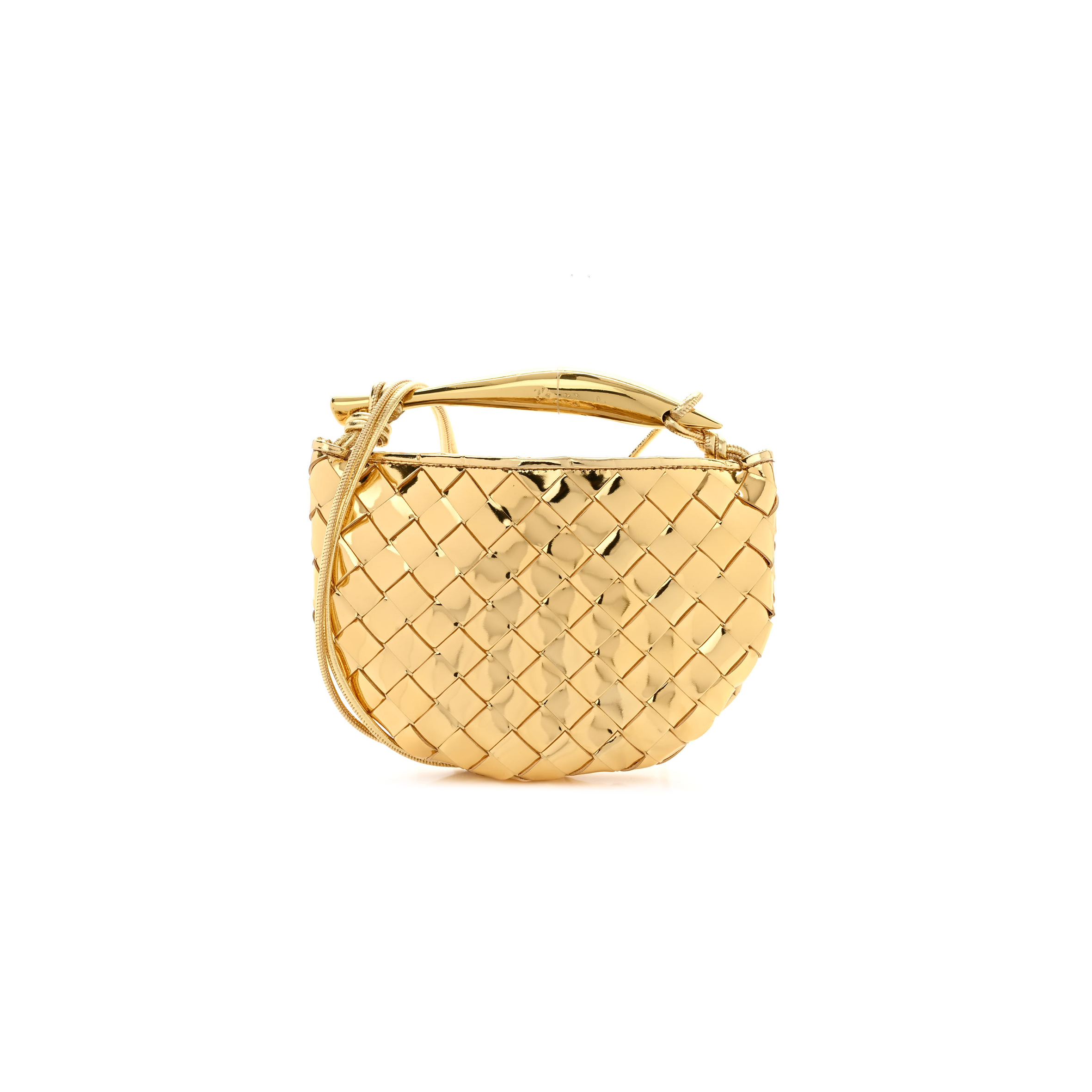 bo*te*ga Ve*ne*ta mirror laminated nappa intrecciato mini sardine bag gold (20*12*3cm)