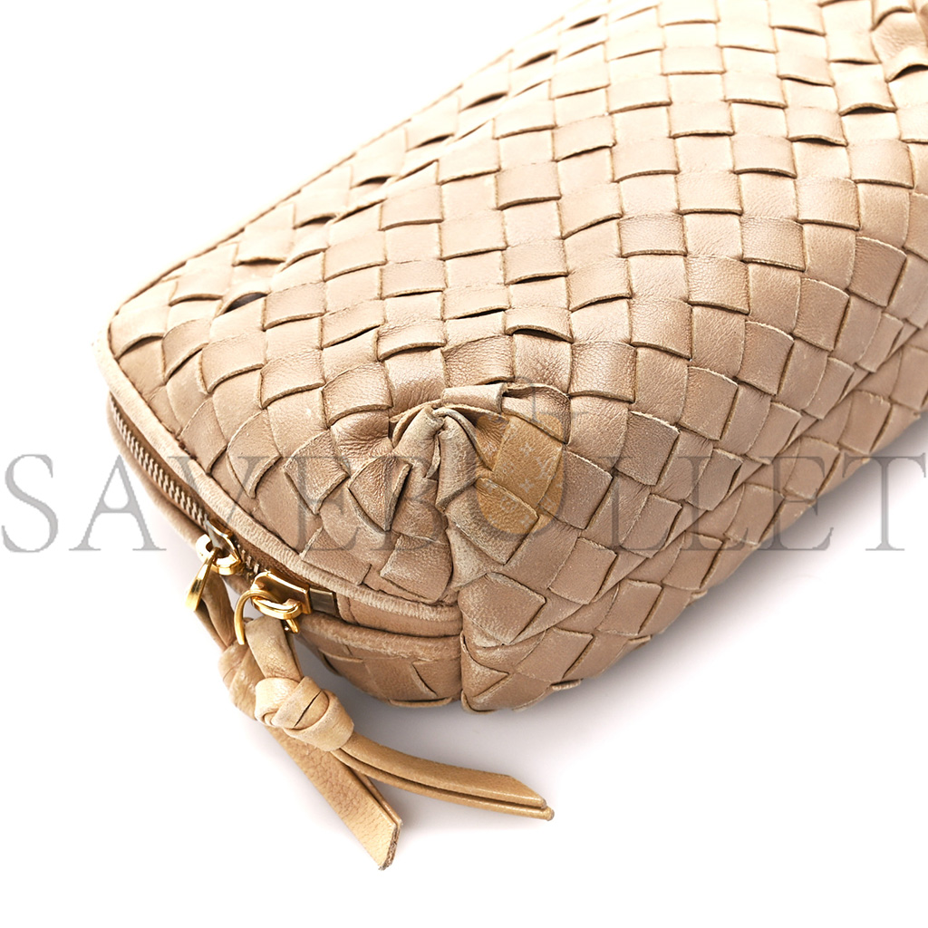 bo*te*ga Ve*ne*ta nappa intrecciato small cosmetic pouch camel (17*10*8cm)