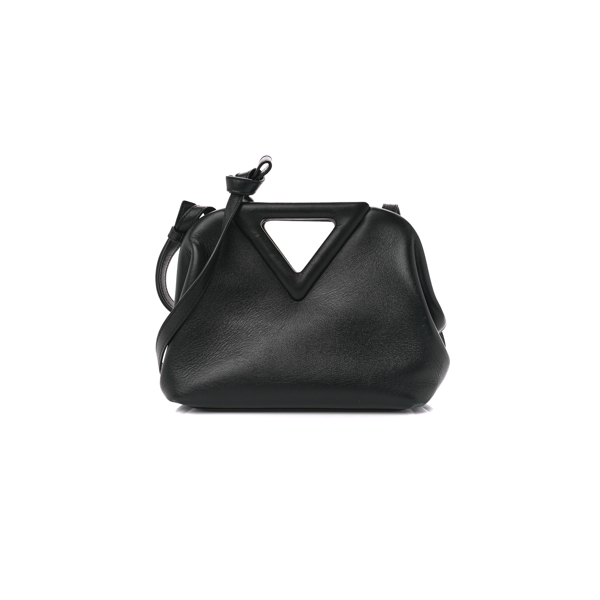 bo*te*ga Ve*ne*ta calfskin small the point triangle bag black (20*17*8cm)