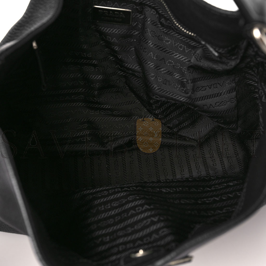 Pra*a vitello daino side pocket tote black (31*25*12cm)