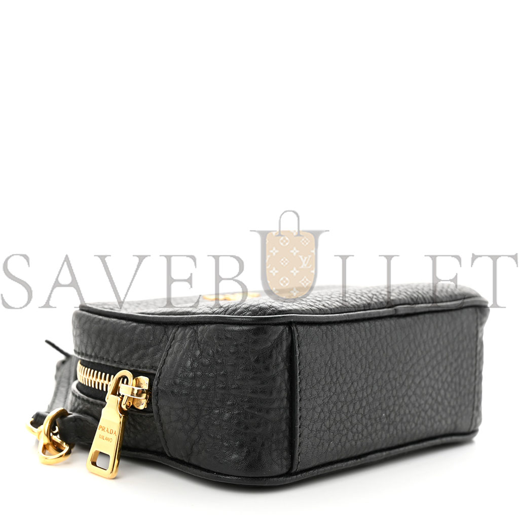 Pra*a vitello daino mini camera crossbody black (16*10*6cm)