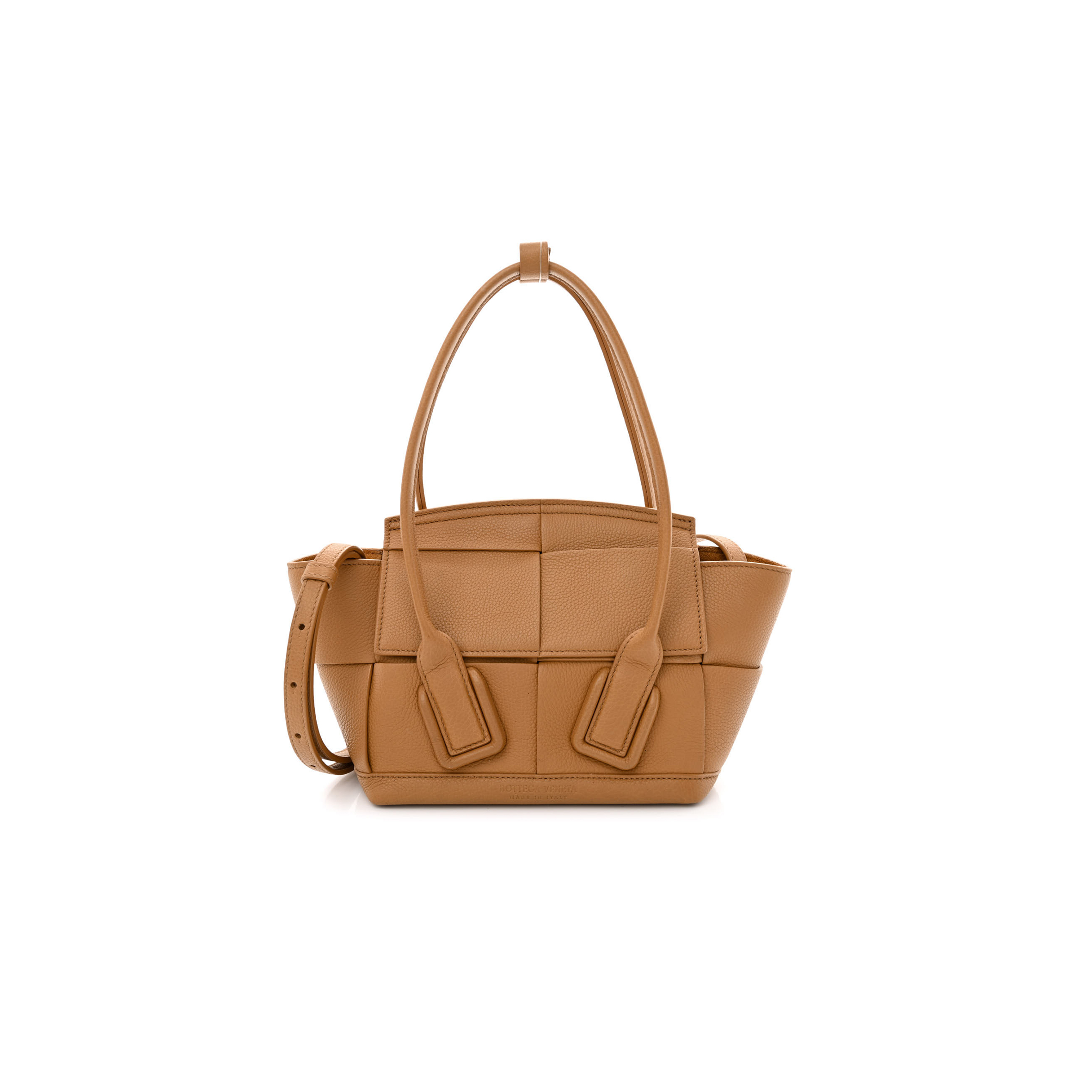 bo*te*ga Ve*ne*ta grained calfskin maxi intrecciato mini arco caramel (18*16*9cm)