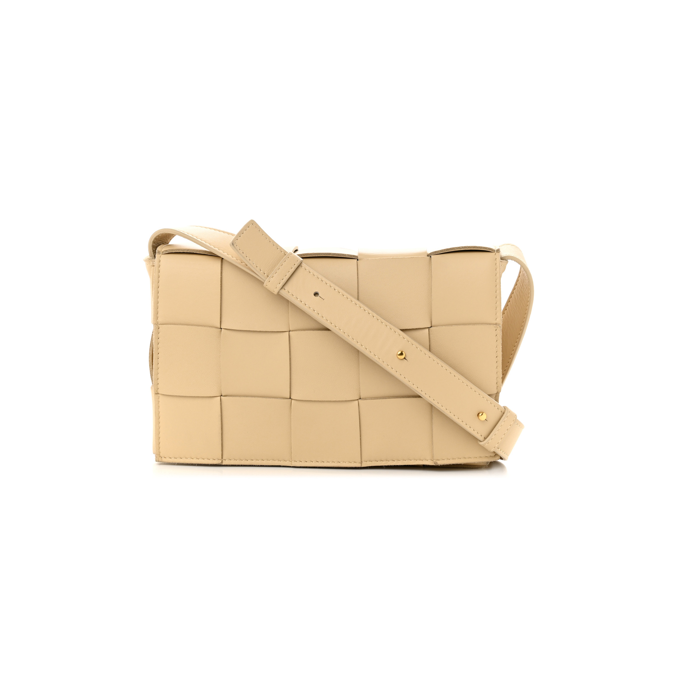 bo*te*ga Ve*ne*ta lambskin maxi intrecciato cassette crossbody bag almond (23*15*5.5cm)
