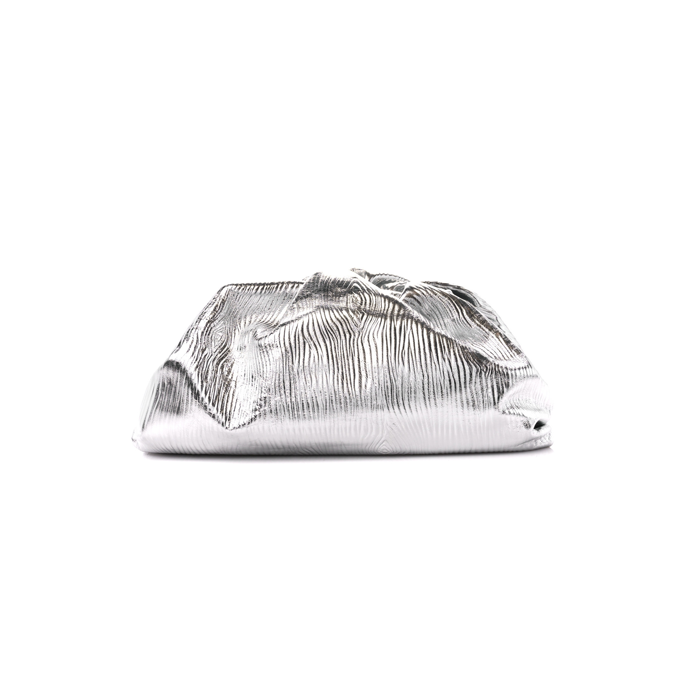 bo*te*ga Ve*ne*ta metallic bark calfskin embossed the pouch oversized clutch silver (37*19*12cm)