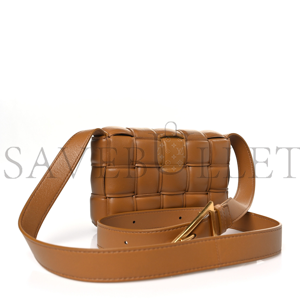 bo*te*ga Ve*ne*ta nappa maxi intreccio padded cassette crossbody bag caramel (26*18*8cm)