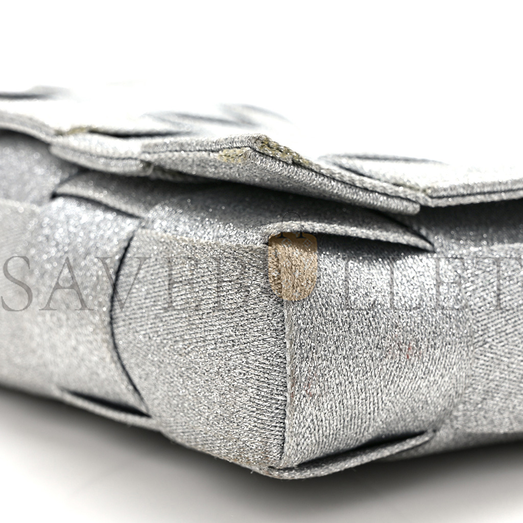 bo*te*ga Ve*ne*ta webbing maxi intrecciato cassette bag silver (23*15*5.5cm)