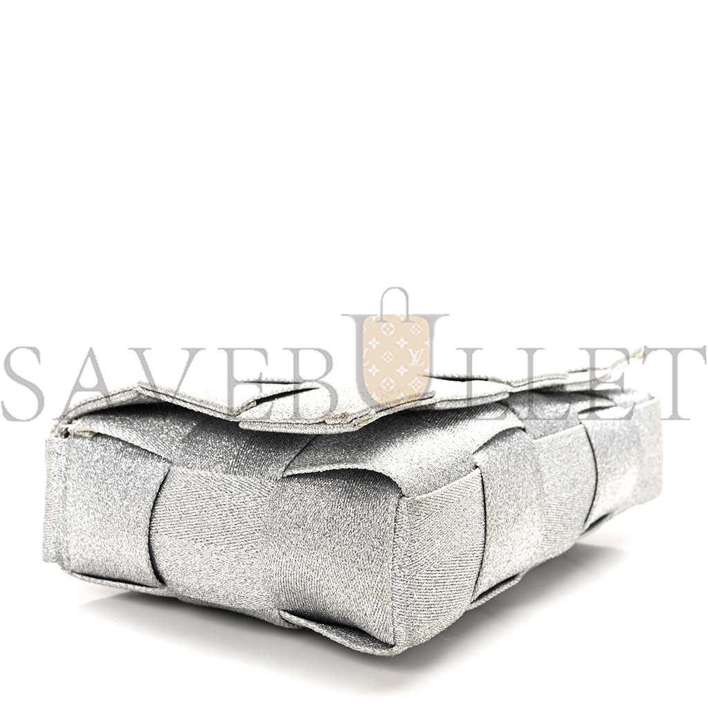 bo*te*ga Ve*ne*ta webbing maxi intrecciato cassette bag silver (23*15*5.5cm)