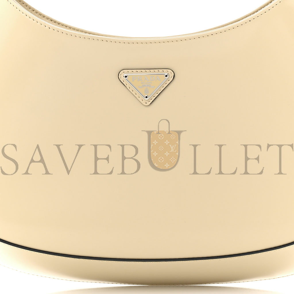 Pra*a brushed calfskin cleo shoulder bag desert beige (26*17*5cm)
