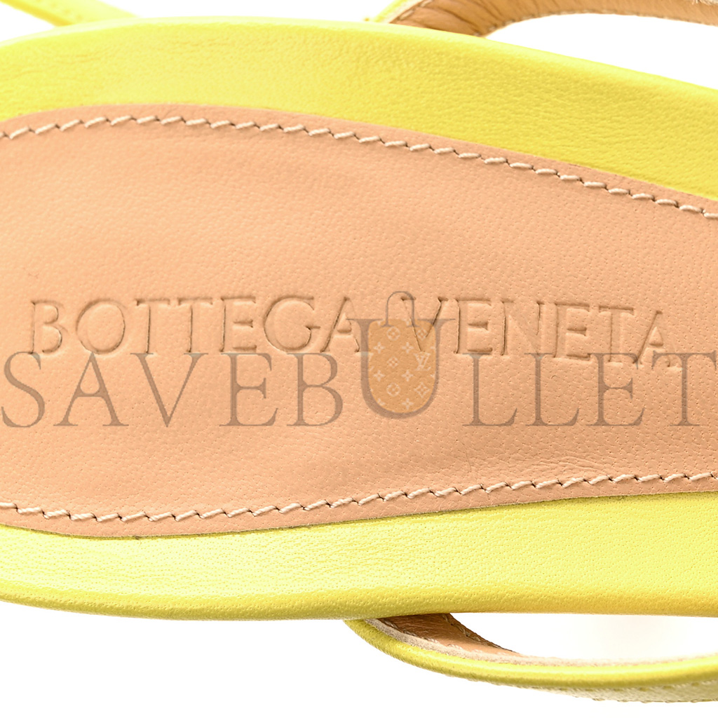 bo*te*ga Ve*ne*ta lambskin stretch multi strap 90mm sandals 39 pear