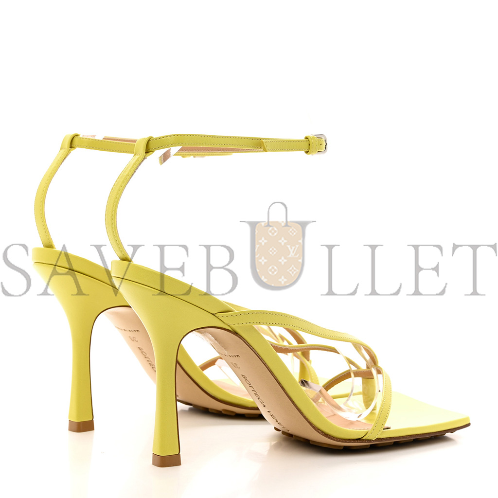 bo*te*ga Ve*ne*ta lambskin stretch multi strap 90mm sandals 39 pear
