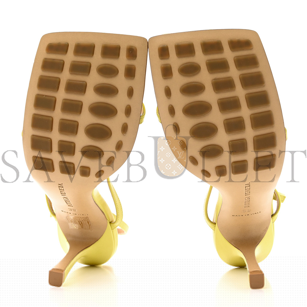 bo*te*ga Ve*ne*ta lambskin stretch multi strap 90mm sandals 39 pear