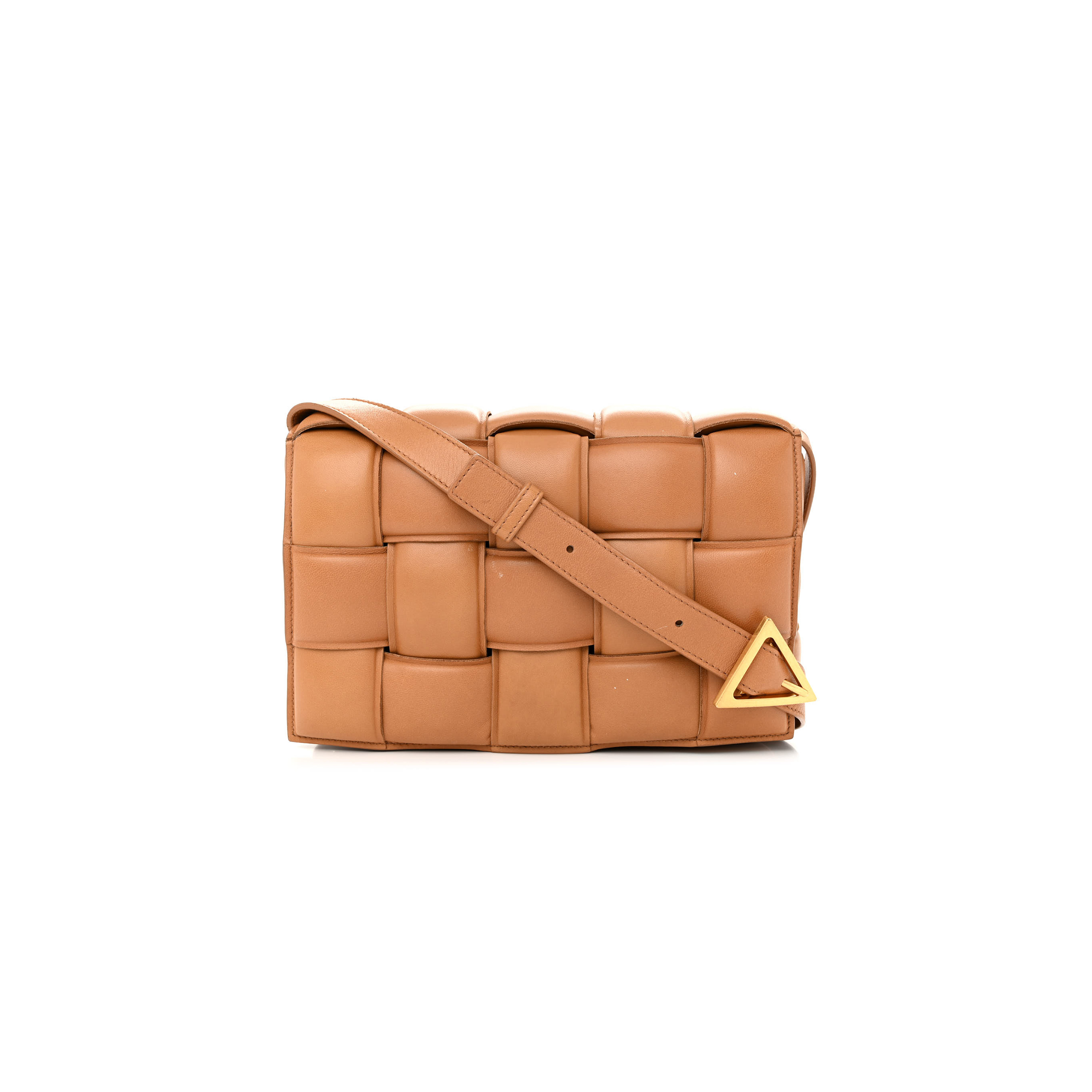 bo*te*ga Ve*ne*ta nappa maxi intreccio padded cassette crossbody bag caramel (26*18*8cm)