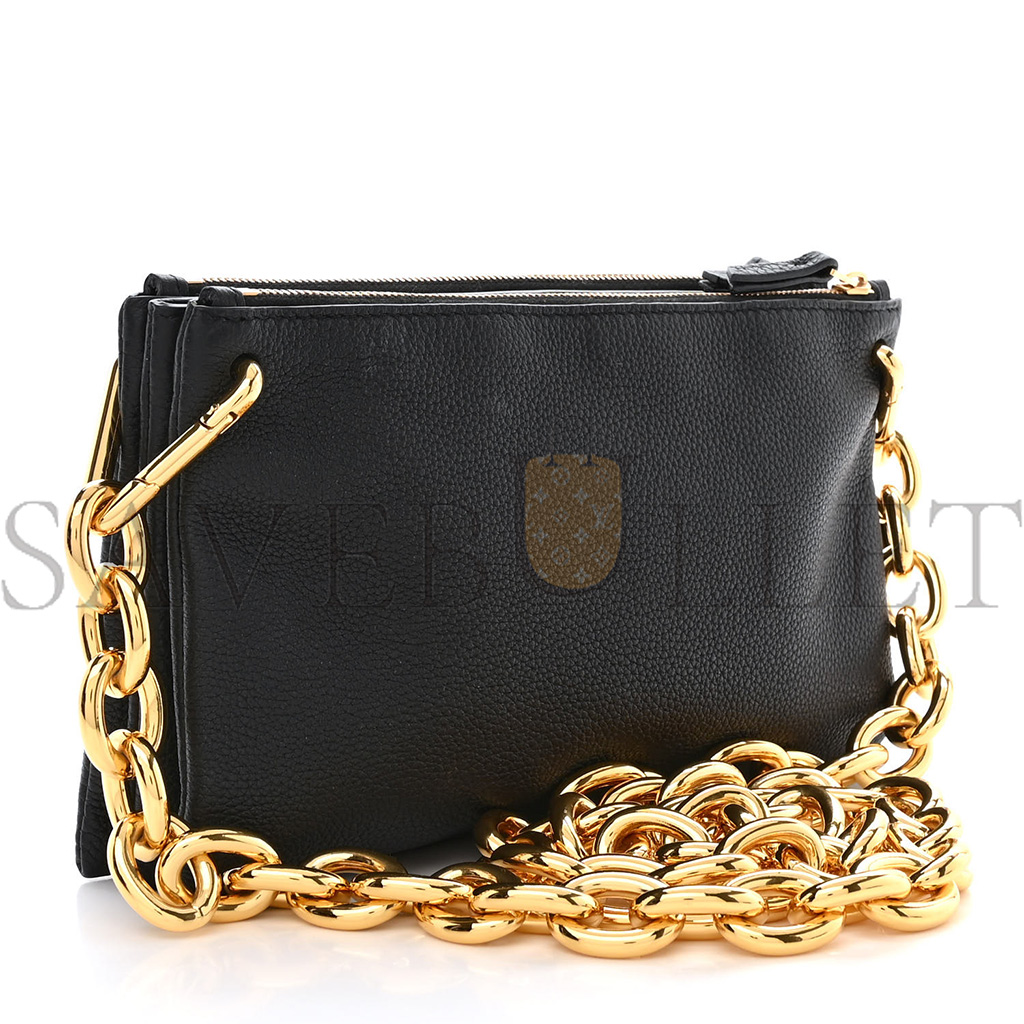 bo*te*ga Ve*ne*ta grained calfskin saint germain chain crossbody pouch black (23*13*3cm)