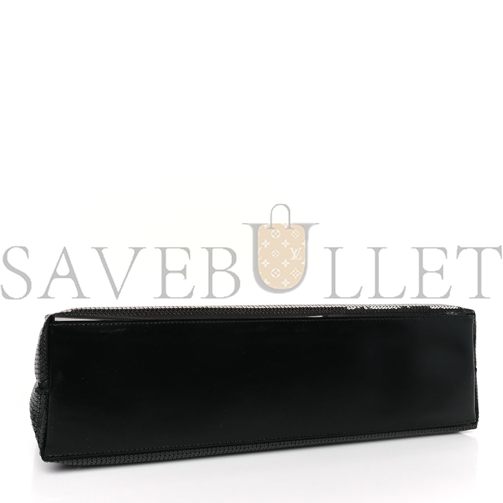 Pra*a mesh sequin spazzolato logo tote black (36*30*9cm)