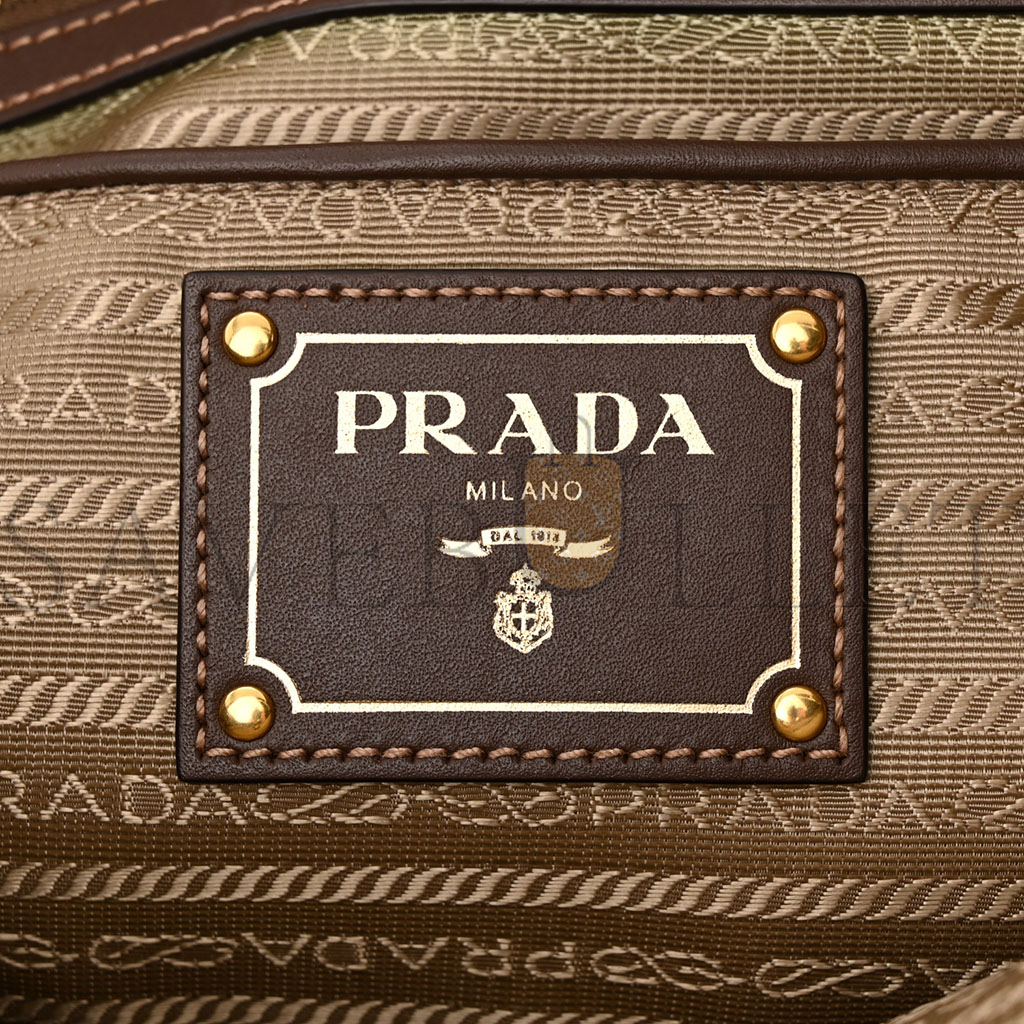 Pra*a jacquard logo tote corda bruciato (33*23*16cm)