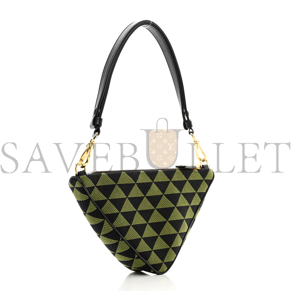 Pra*a jacquard triangolo symbole embroidered mini triangle shoulder bag black edera (27*15*5cm)