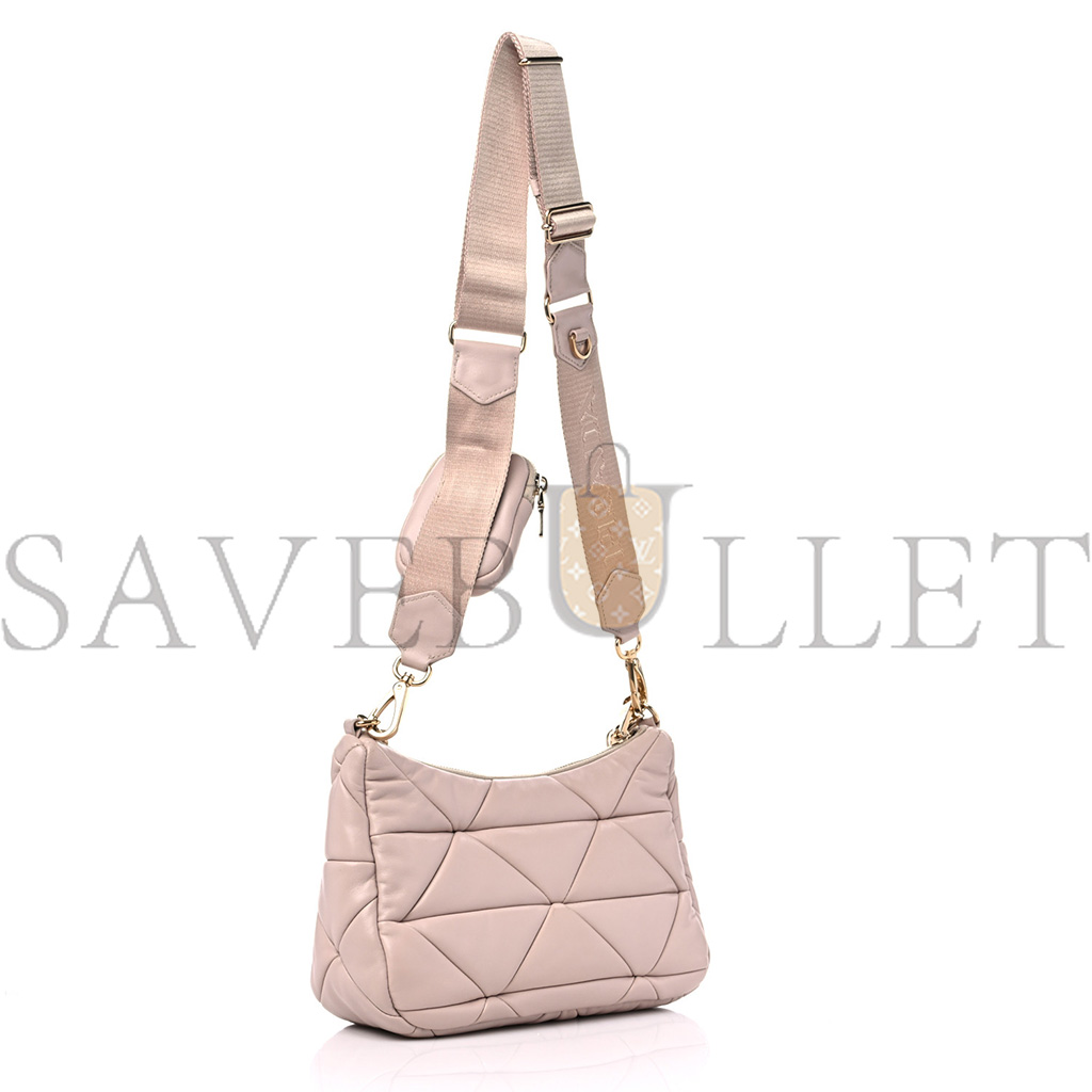 Pra*a nappa nylon quilted patchwork system shoulder bag water lily(25*15*8cm)