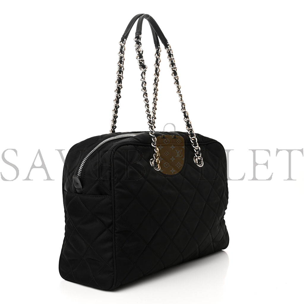 Pra*a nylon tessuto impuntu quilted shoulder bag black (36*25*14cm)