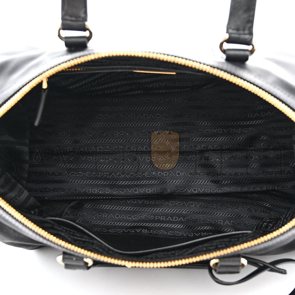 Pra*a nylon saffiano re-edition 1978 medium top handle bag black (31*17*15cm)