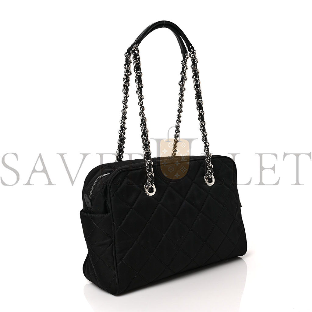 Pra*a nylon tessuto impuntu quilted shoulder bag black (30*21*11cm)