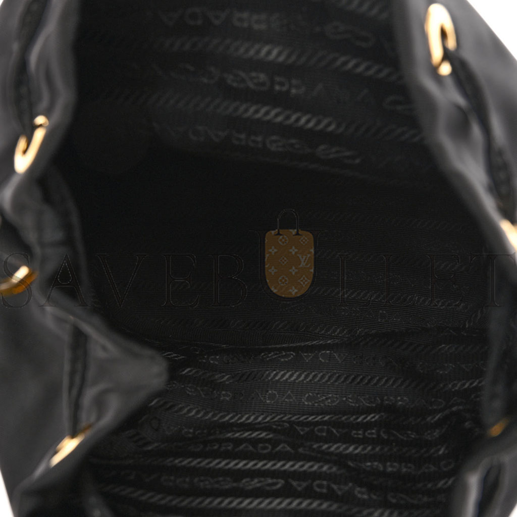 Pra*a re-nylon duet drawstring shoulder bag black (23*18*11cm)