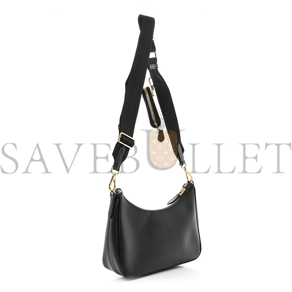 Pra*a saffiano lux re-edition 2005 shoulder bag black (22*17*6cm)