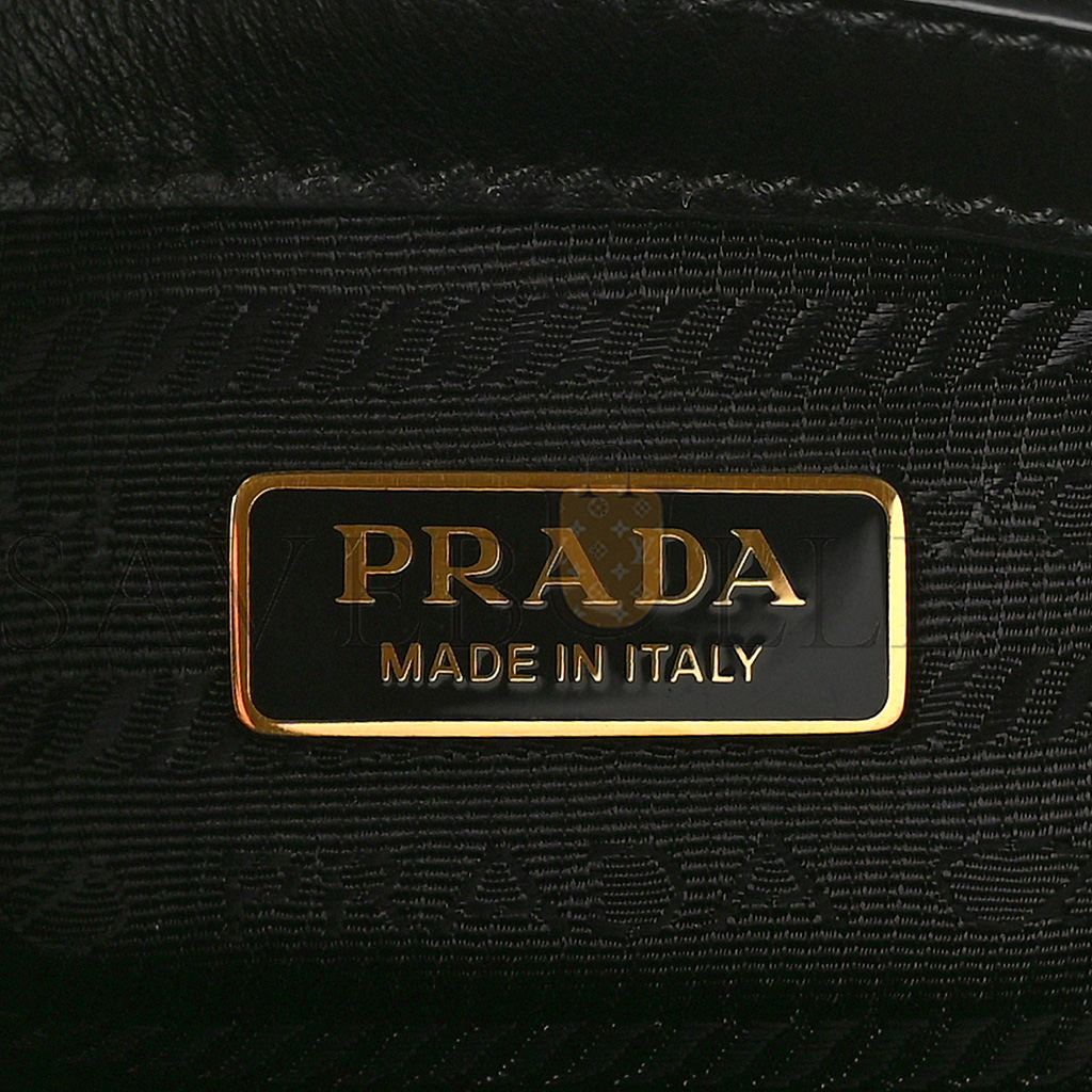 Pra*a saffiano lux logo embossed large handbag black (33*25*11cm)