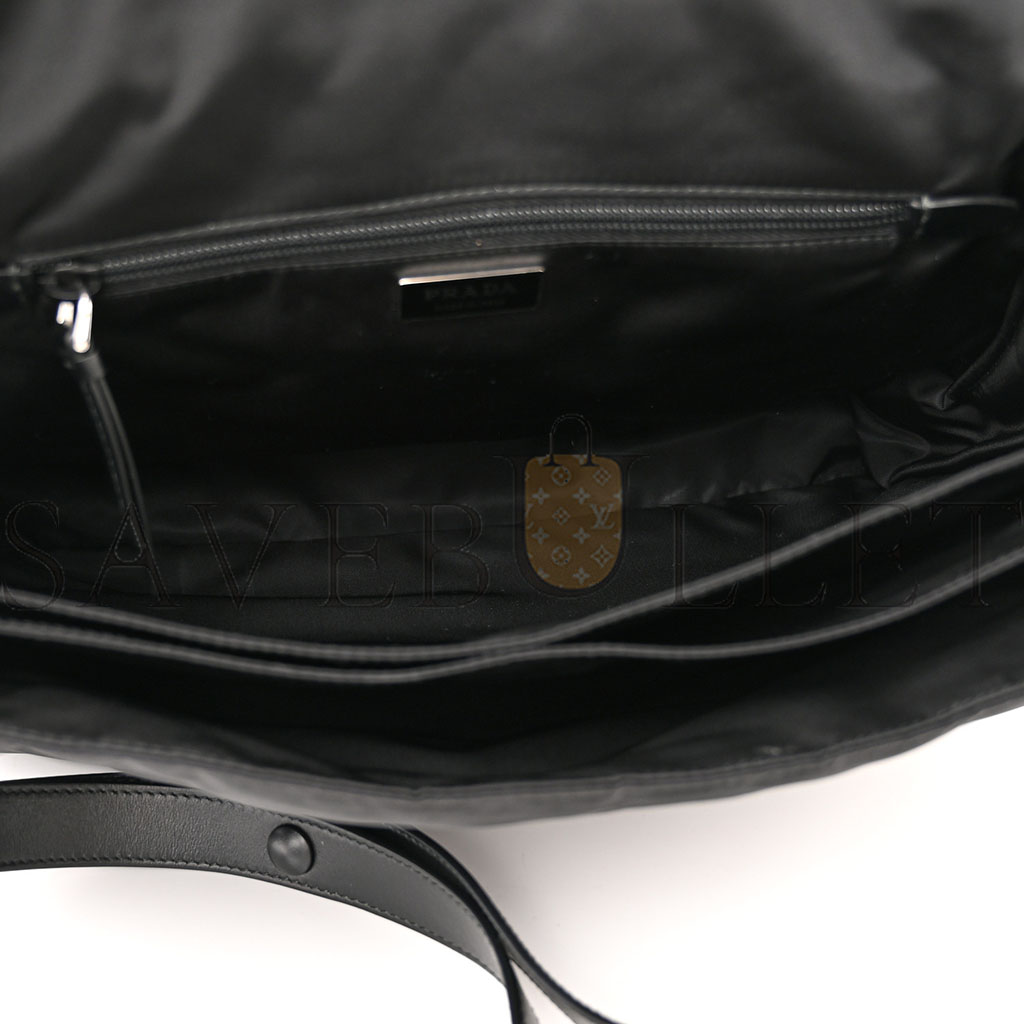 Pra*a re-nylon small padded shoulder bag black (36*29*15cm)