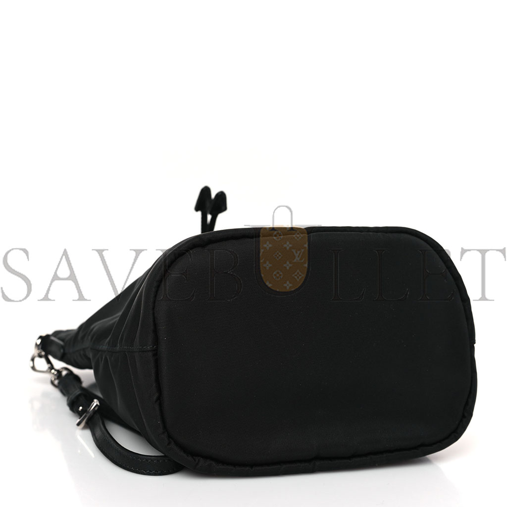 Pra*a saffiano tessuto nylon vela bucket wristlet black (22*15*10cm)