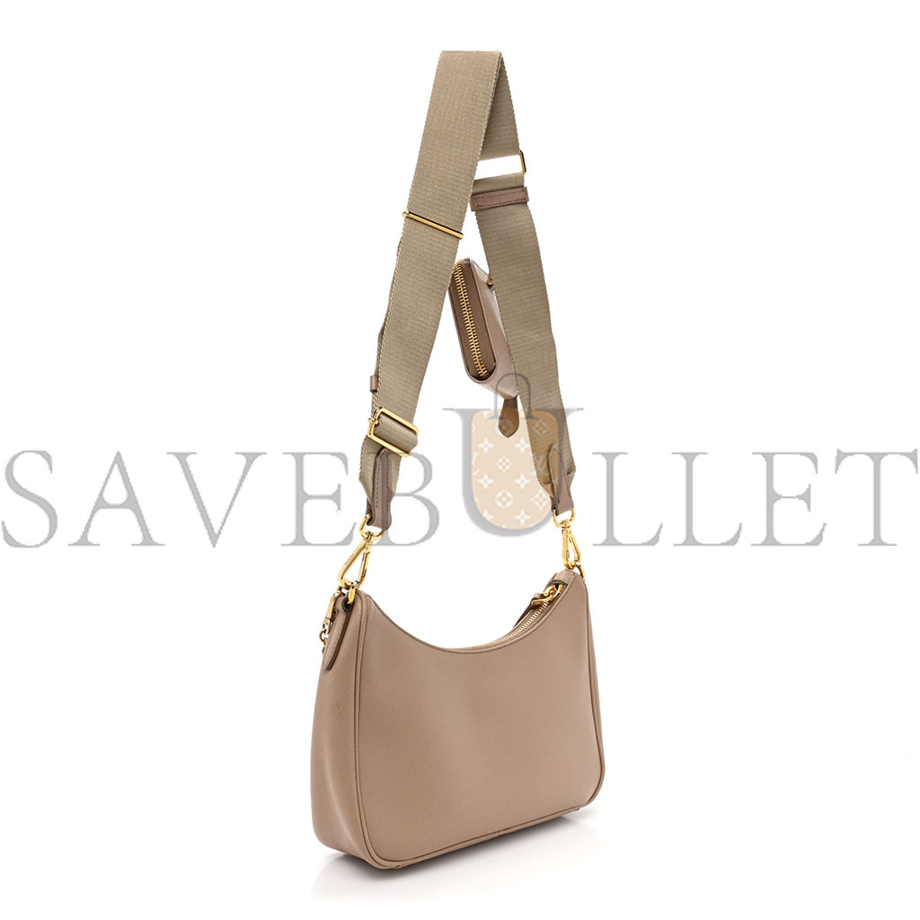 Pra*a saffiano re-edition 2005 shoulder bag cammeo beige (22*18*6cm)